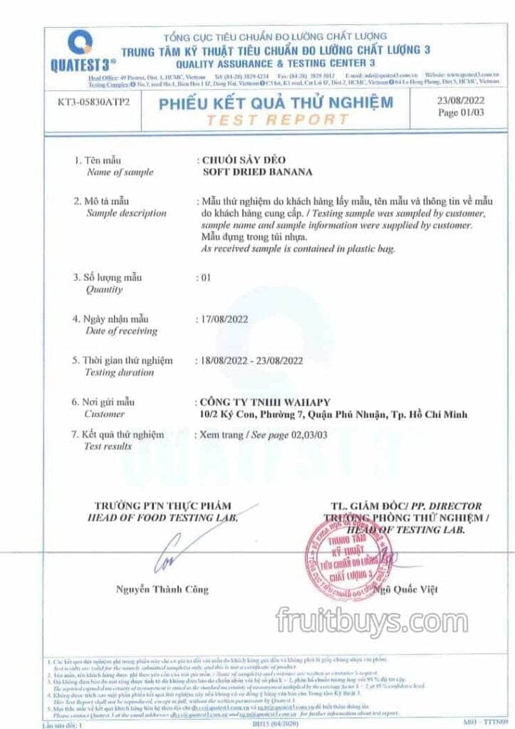 FruitBuys Vietnam Nutrion Of Dried Banana No Sugar Added (2)