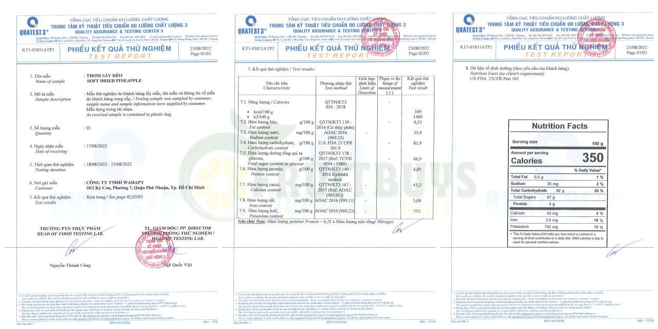 FruitBuys Vietnam  Nutritional Facts Of Unsweetened Dried Pineapple
