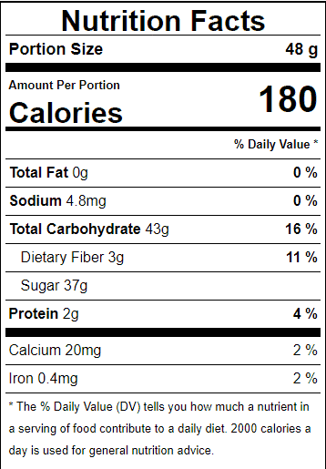 FruitBuys Vietnam Freeze Dried mango Nutrition facts 48g FruitBuys Vietnam Freeze Dried Mango Nutrition Facts 48g