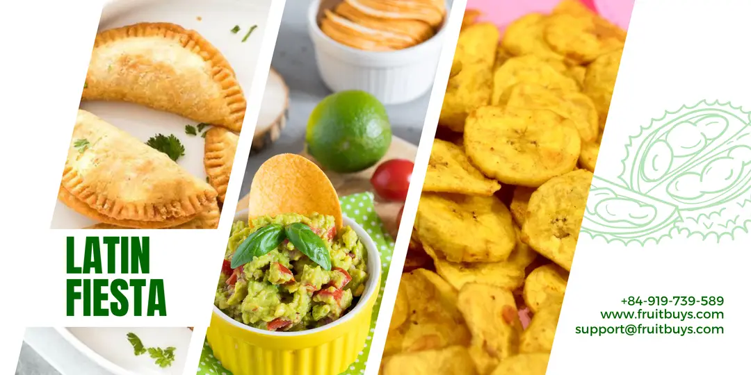 FruitBuys Vietnam Latin Fiesta_ Durian Guacamole & Salsa, Durian Empanadas With A Kick, Durian Infused Plantain Chips 231223